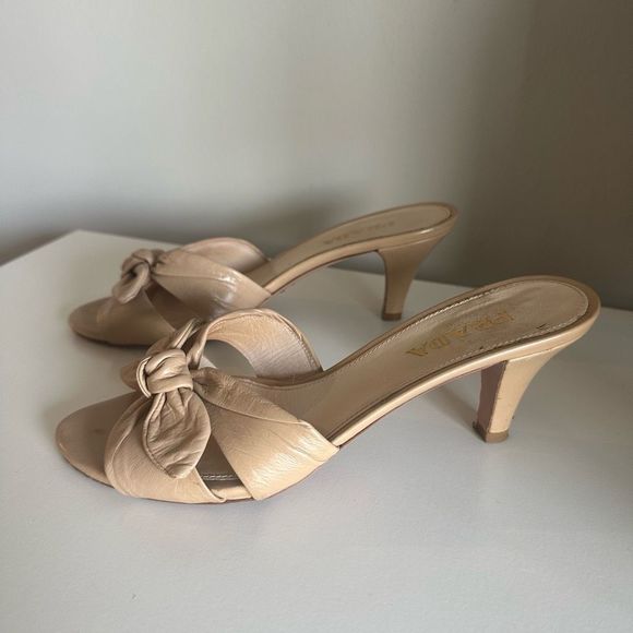 Prada Kitten Heel Mules With Bows - Picture 5 of 10